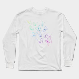 Pastel Rainbow Butterflies Long Sleeve T-Shirt